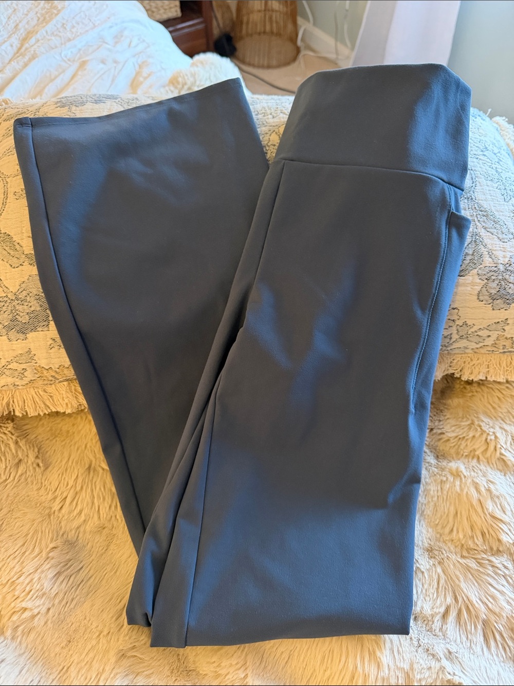 Solid Slate Gray Blue High-Waist Leggings